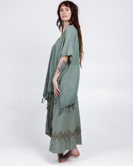 Desert Breeze poncho Jadegroen