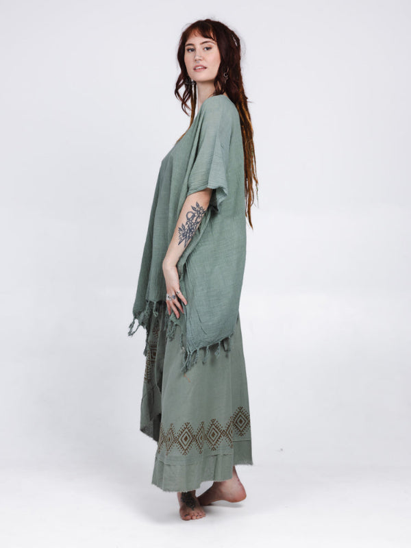 Desert Breeze poncho Jadegroen