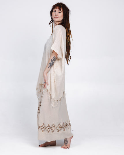 Desert Breeze poncho Gebroken wit