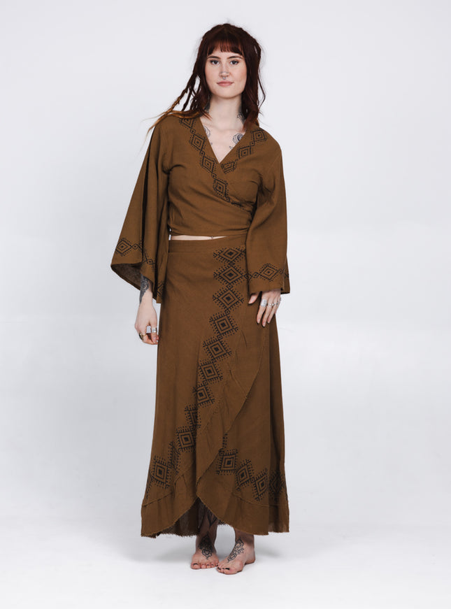 Mystic Mesa Wrap Top Brown