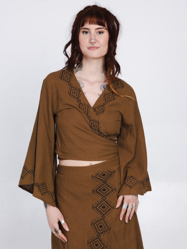 Mystic Mesa Wrap Top Brown