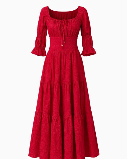 Vaiana jurk Broderie knalrood