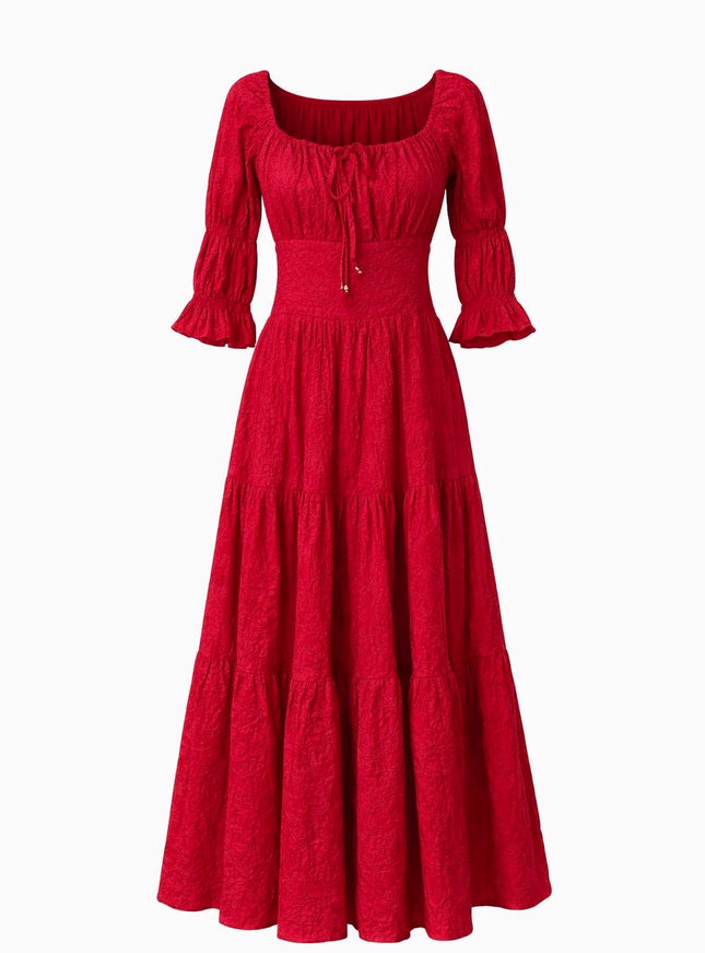 Vaiana jurk Broderie knalrood