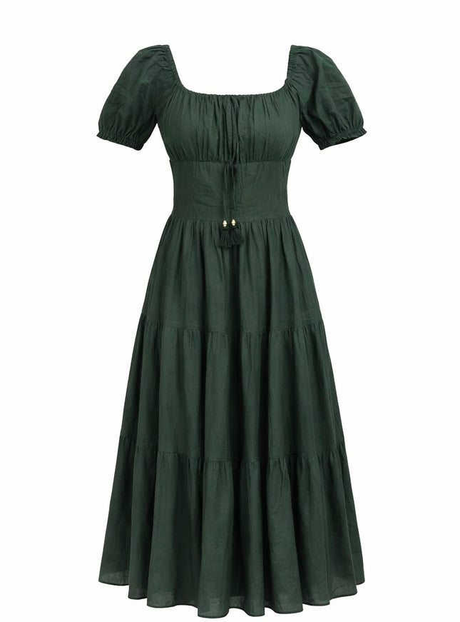 Vaiana Zomerjurk - Korte mouw Donkergroen