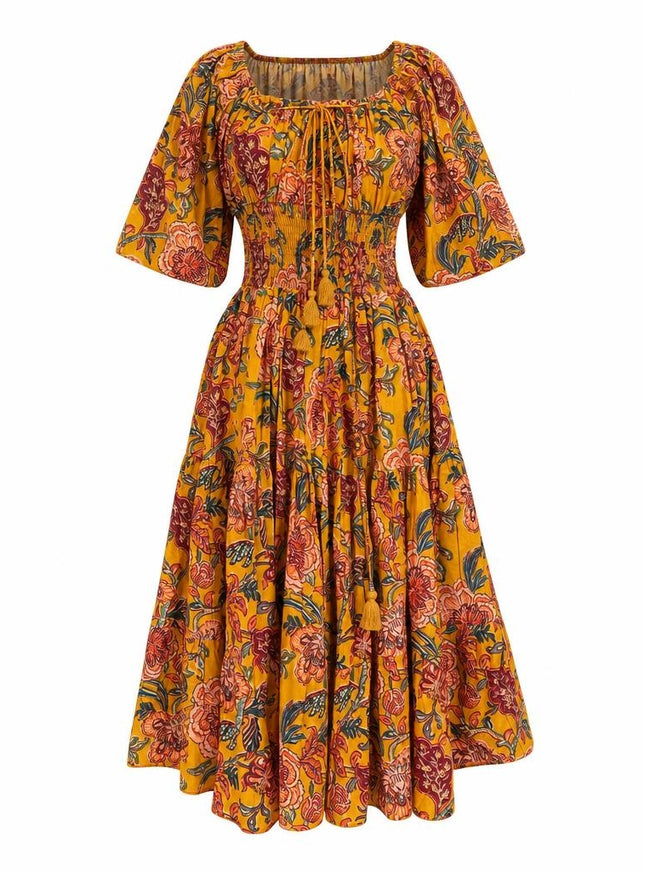 Vaimagic Midi jurk Print Oker
