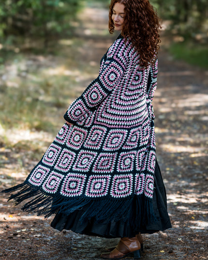 Gehaakte Kimono Roze / Wit