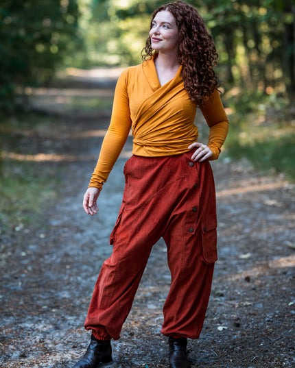 Harem broek Ribcord Warm oranje