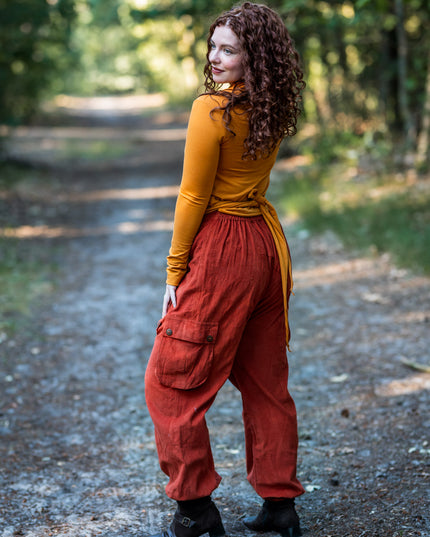 Harem broek Ribcord Warm oranje