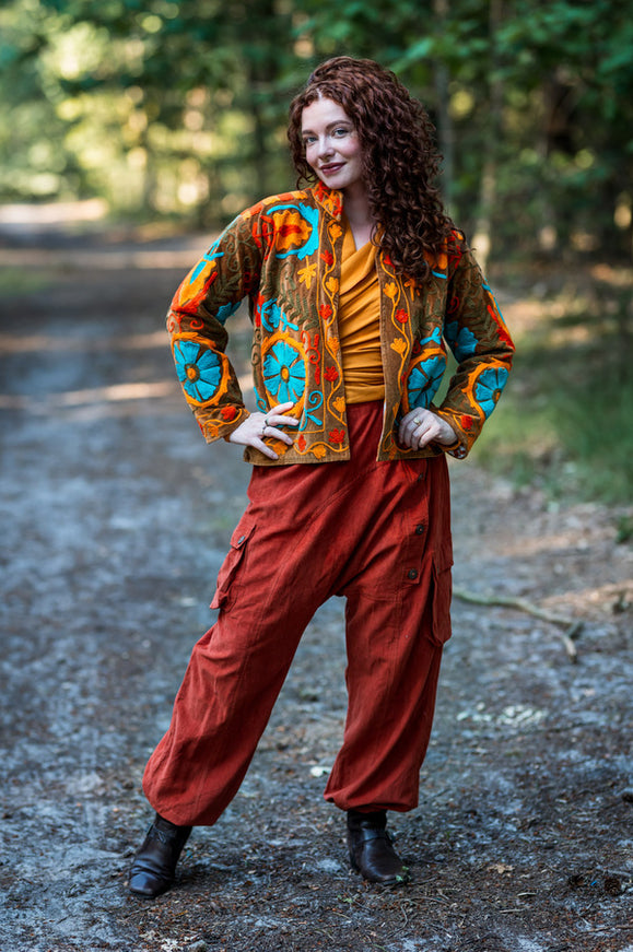 Velvet Suzani Jacket Oker