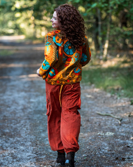 Harem broek Ribcord Warm oranje