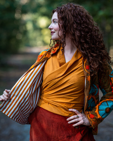 Velvet Suzani Jacket Oker
