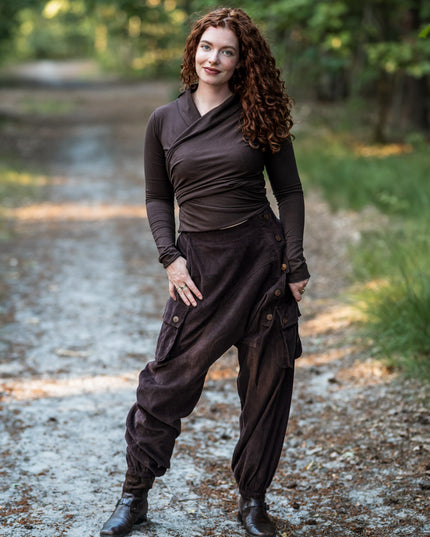 Harem broek Ribcord donker Bruin