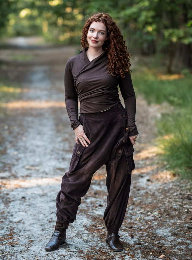 Harem broek Ribcord donker Bruin
