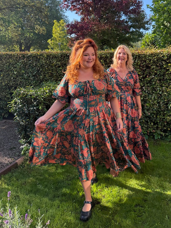 Vaimagic Midi Dress, Petrol Print