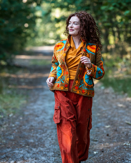 Velvet Suzani Jacket Oker