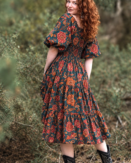 Vaimagic Midi jurk Print Petrol