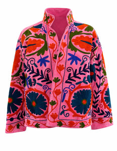 Samt Suzani Jacke Grau/Hellblau