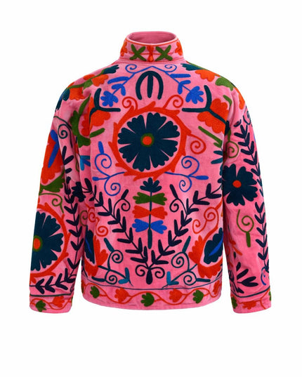 Samt Suzani Jacke Grau/Hellblau