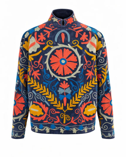 Samt Suzani Jacke Grau/Hellblau