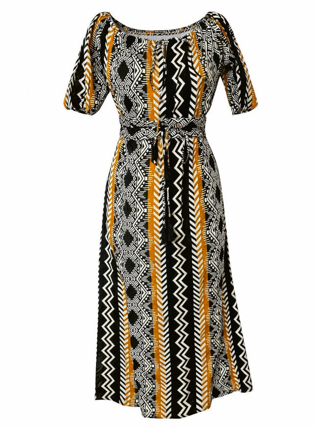 Selene Zomerjurk - Bohemian Maxi Jurk Zwart/ Bruin