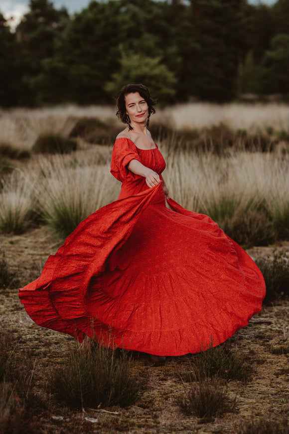 Dream Dress Rood Broderie