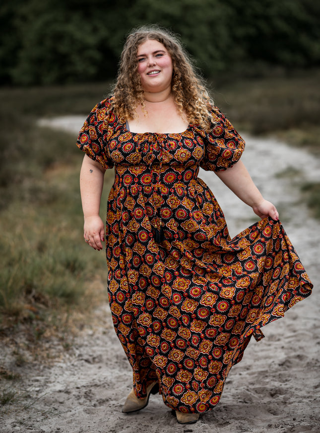 Grace Jurk Print Zwart