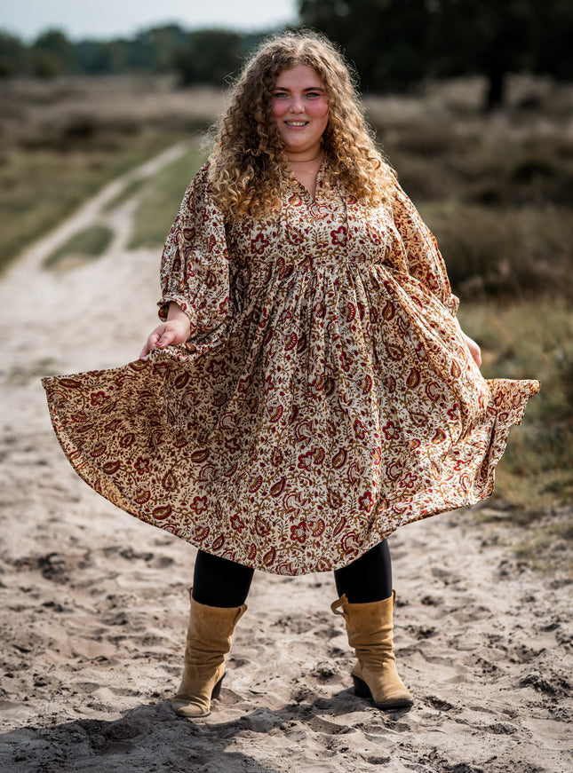 Fay Jurk Handblock Bruin