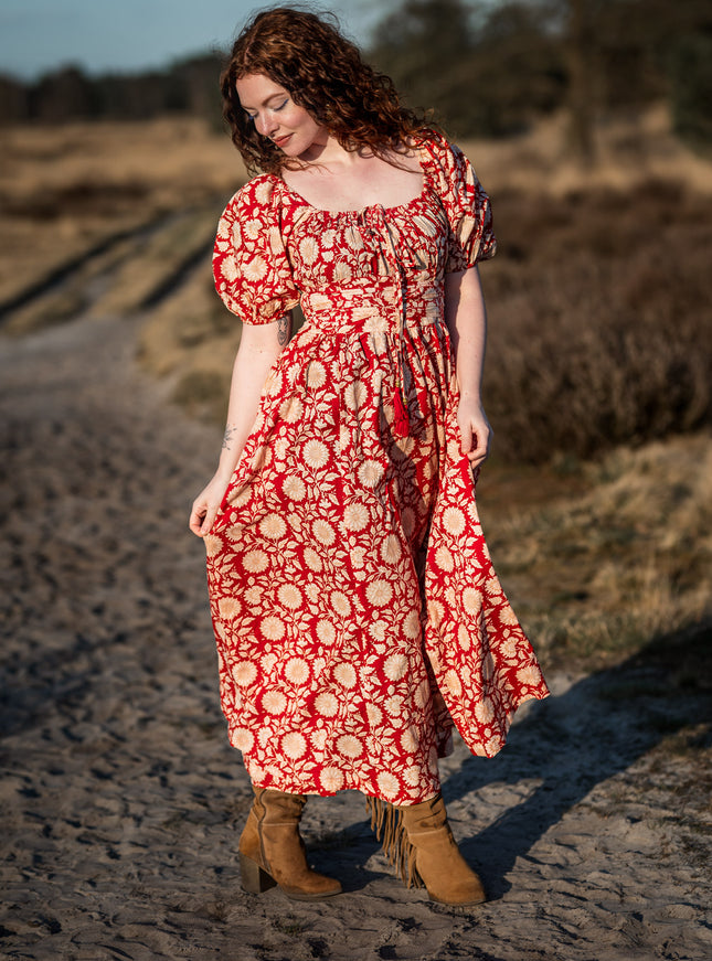 Grace Jurk Print Rood bloemen