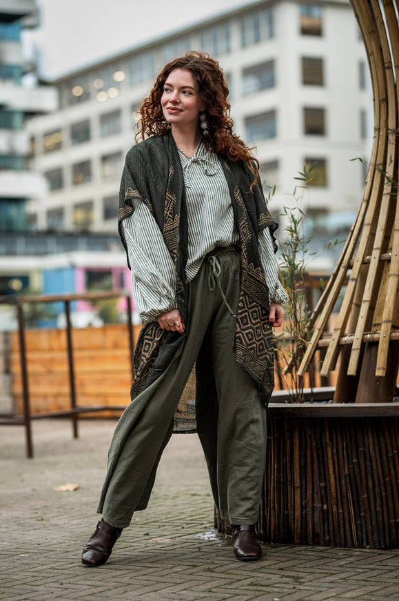 Nomad Chic poncho Donkergroen