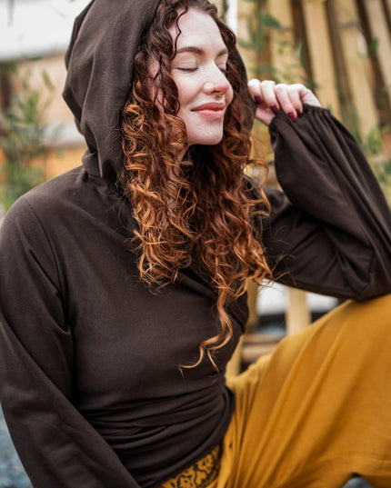 Hooded Vest Sweater Donkerbruin