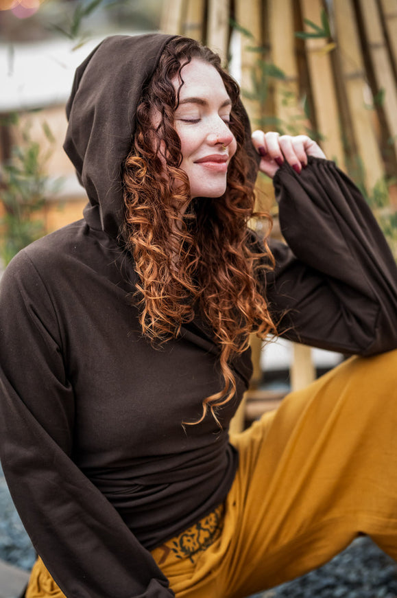 Hooded Vest Sweater Donkerbruin