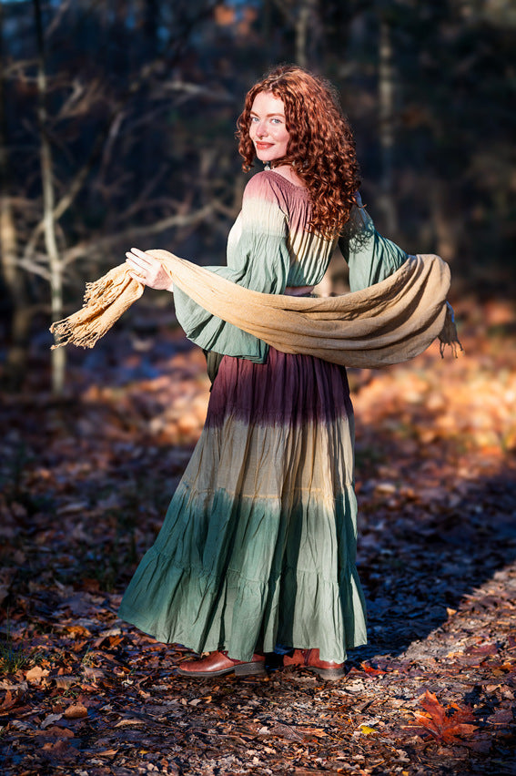 Katoenen Sjaal Ecru/ lichtbruin