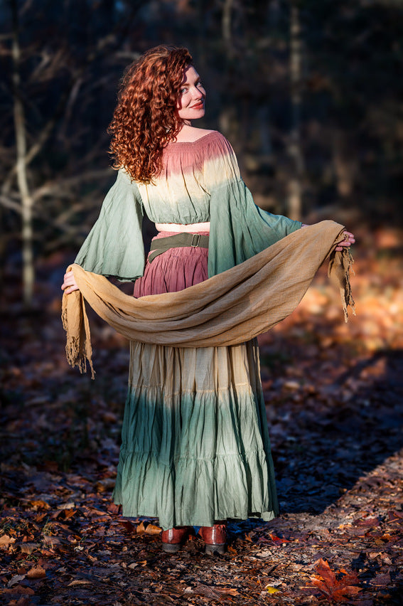 Katoenen Sjaal Ecru/ lichtbruin