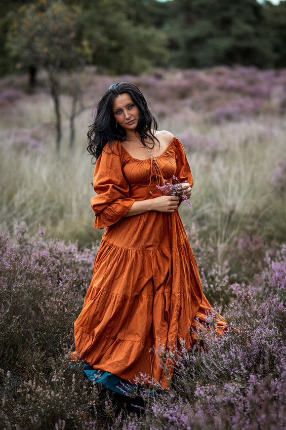 Vaiana Lange Jurk Warm Oranje