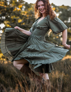 Tara Dress Short Moss Green 