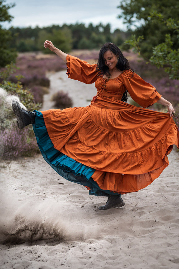 Vaiana Lange Jurk Warm Oranje