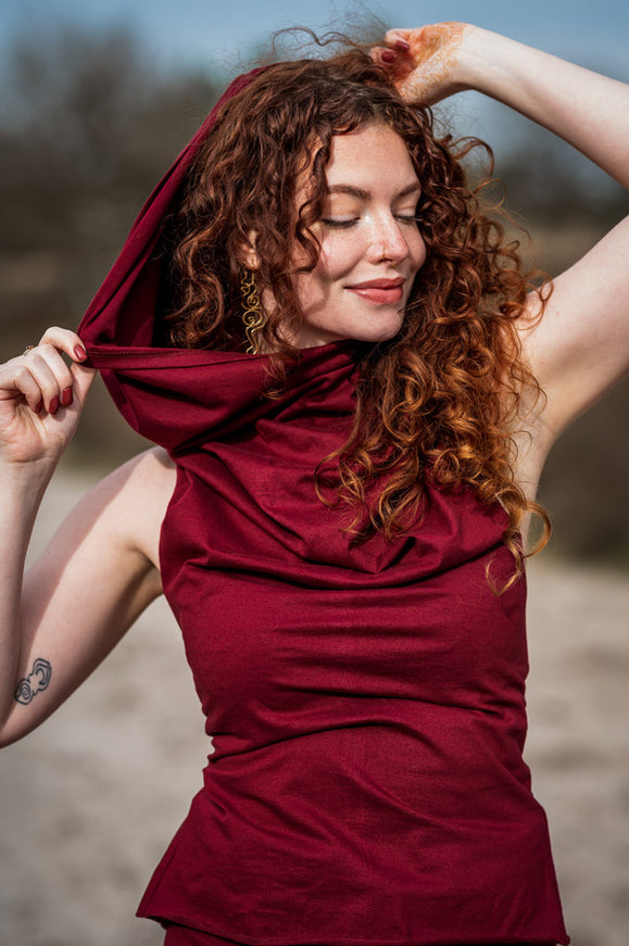 Luna Top Hoodie Marroon rood