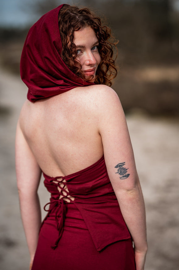 Luna Top Hoodie Marroon rood