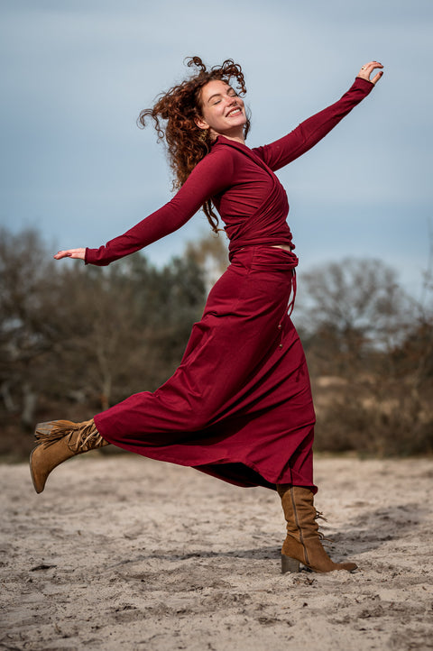 Iris Top Maroon Red