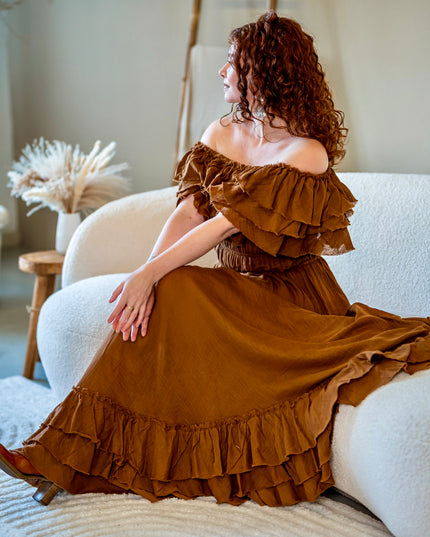 Tahliya Jurk Warm Bruin