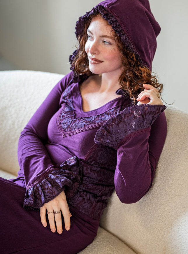 Elven Hoodie Top Purple