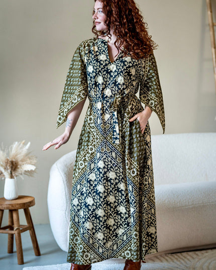 Fay Dress Handblock Blue