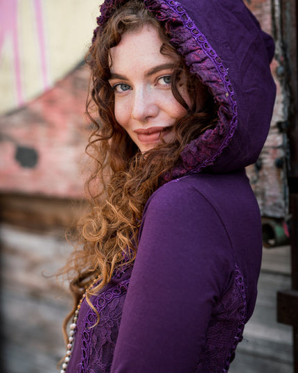 Elven Hoodie Top Paars