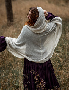 Hooded Poncho Gebroken wit