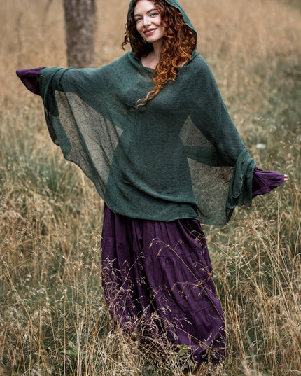 Hooded Poncho Groen
