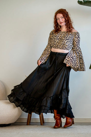 Sari Blouse Zwart Panter