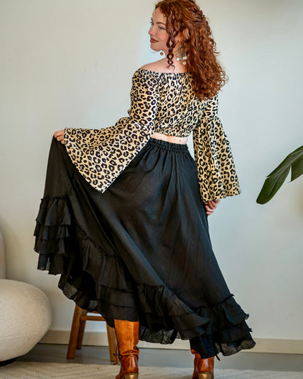 Sari Blouse Zwart Panter