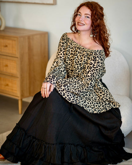 Isha Blouse Zwart Panter