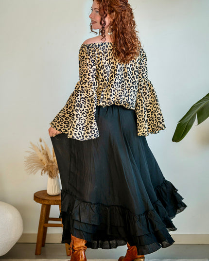 Isha Blouse Zwart Panter