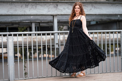 Litha Dress Lang Zwart